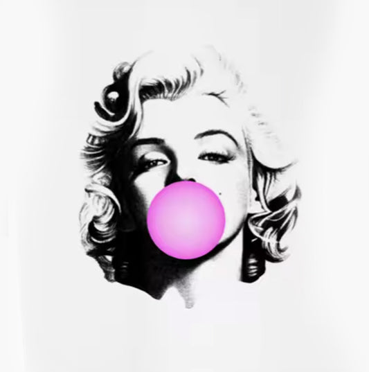 Marilyn-Women's Short Sleeve T-Shirt, O-Neck, Retro, Chewing, Printing Lady Tops, Funny, Casual, Slim Tee, Fashion
