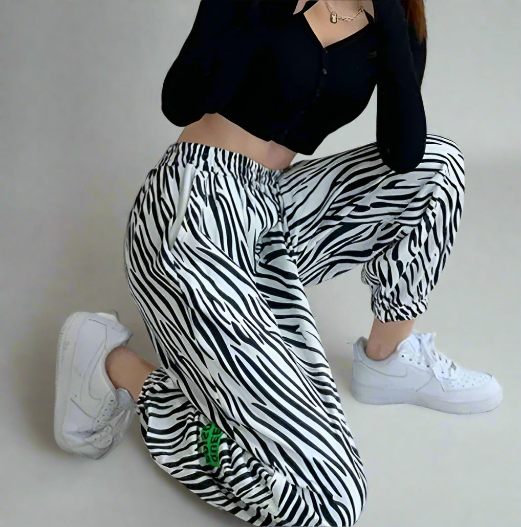 Zebra Skater Pants Loose High Waist Hip-Hop Zebra Pants Leggings Sportswear Fashion Casual Sweats Women Clothes