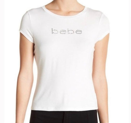 bebe Bling Rhinestone Basic T-Shirt Streetwear