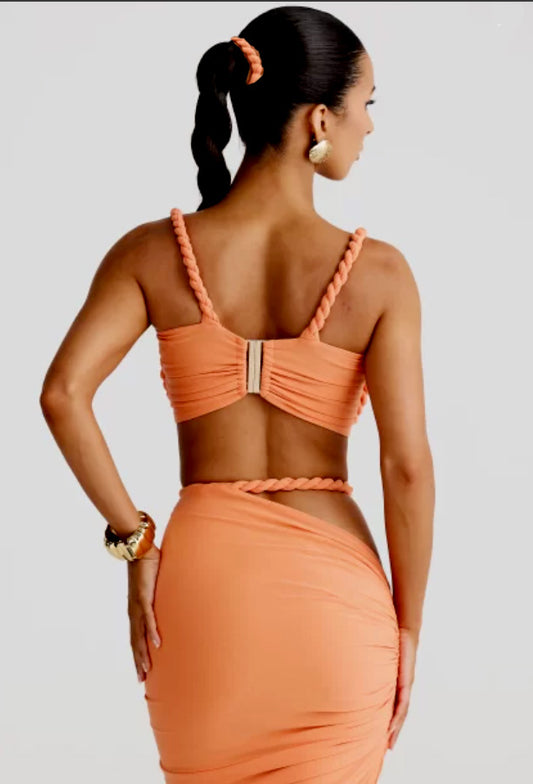 Sexy Stunning Hot Solid Pleated Crop Summer Stunner High Waist Maxi Skirt 2pcs Sets Fun Trendy Vacation Dress Outfits Model Insta Famous Dress