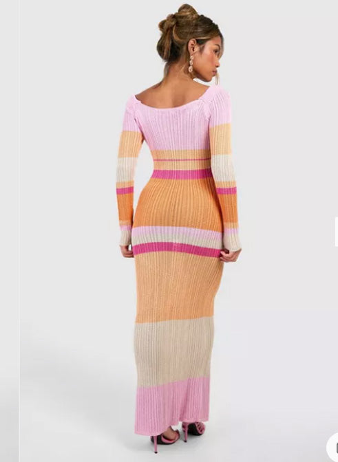 Women Sexy Beach Evening Party Knitted Off Shoulder Long Sleeve Bodycon Long Dresses Casual 2025 Summer Y2K Maxi Dress