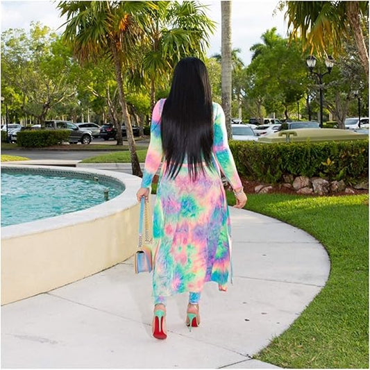 Tie Dye Ocean Vibe Matching Set Long Sleeve Duster Various Styles
