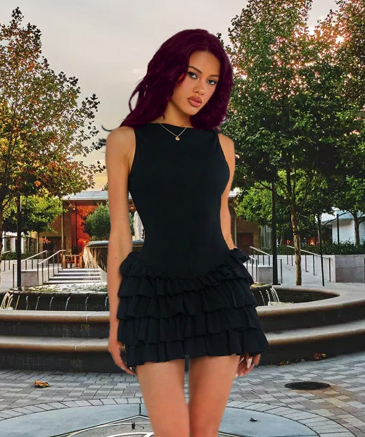 Bandage Ruffle Mini Dress Lady Party Bodycon Evening Dresses Women y2k Streetwear Summer Elegant Luxury Sexy Cute Girls Dresses
