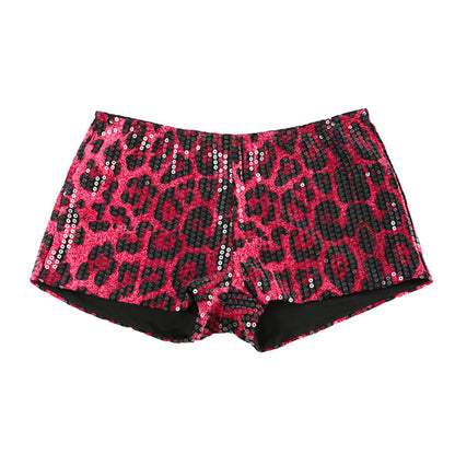 Y2K Chic Leopard Print Sequins Shorts Wild Hot Pink Spicy Shorts or Mini Skirt Party Clubwear Bottoms