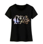 LOVE Surrounded By Shiny Rhinestones Hot Tee Street Wear Round Neck Short Sleeve Love Bling Tshirt