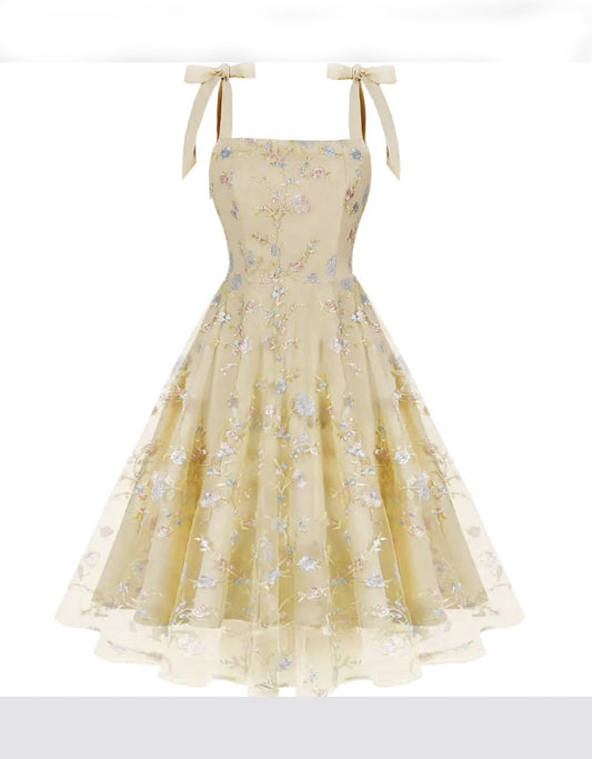 Embroidery Women Pin Up Dress Retro Vintage 50s 60s Rockabilly Gauze Swing Summer Classic Dress Romantic Summer Dress Elegant Tunic Vestido