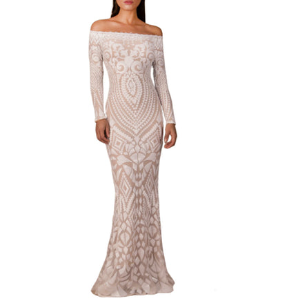 Chic New Elegant Women's Sequined off-Neck Banquet Dress