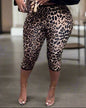Leather Studed Sexy Leopard Capri Set Punk Gothic Concert Party Club Sexy Leather 2 Piece Sets Women Outfit Crop Rivet Patchwork Jackets + Leopard Print Pants Womens Streetwear