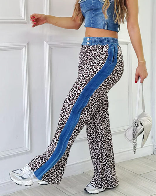 Stylish Leopard Print Loose Jeans High Quality Fashion Outfit Trousers High Waisted Casual Baggy Jeans 90's Jeans Women's New Bottoms