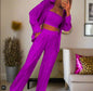Sexy Sequins Shiny 3 Piece Set Women's Strapless Tube Top & Lapel Shirt Coat & Lace-up Pants Outfits Spring Autumn Sequin Suit