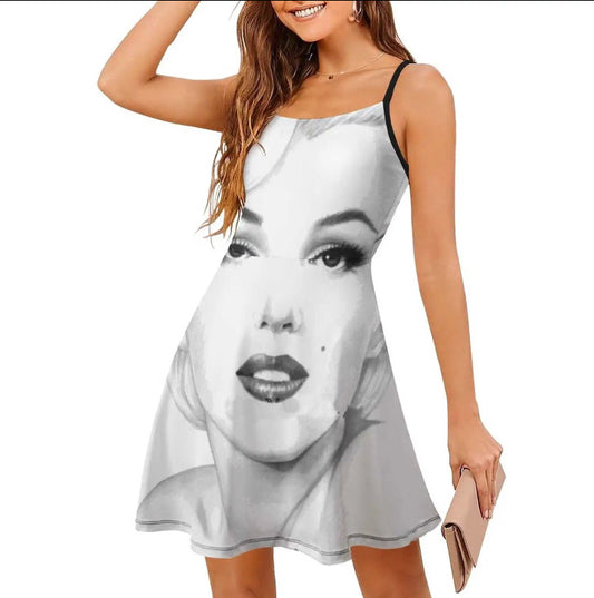 Marilyn Monroe Fashion Dresses Different Styles Square Neck Dress Sweetheart Knot Flared Dress Black And White