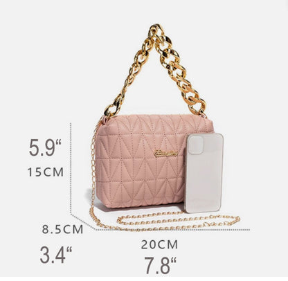 Gold Large Chain Handbag Solid Color Purse Retro Diamond Small Purse