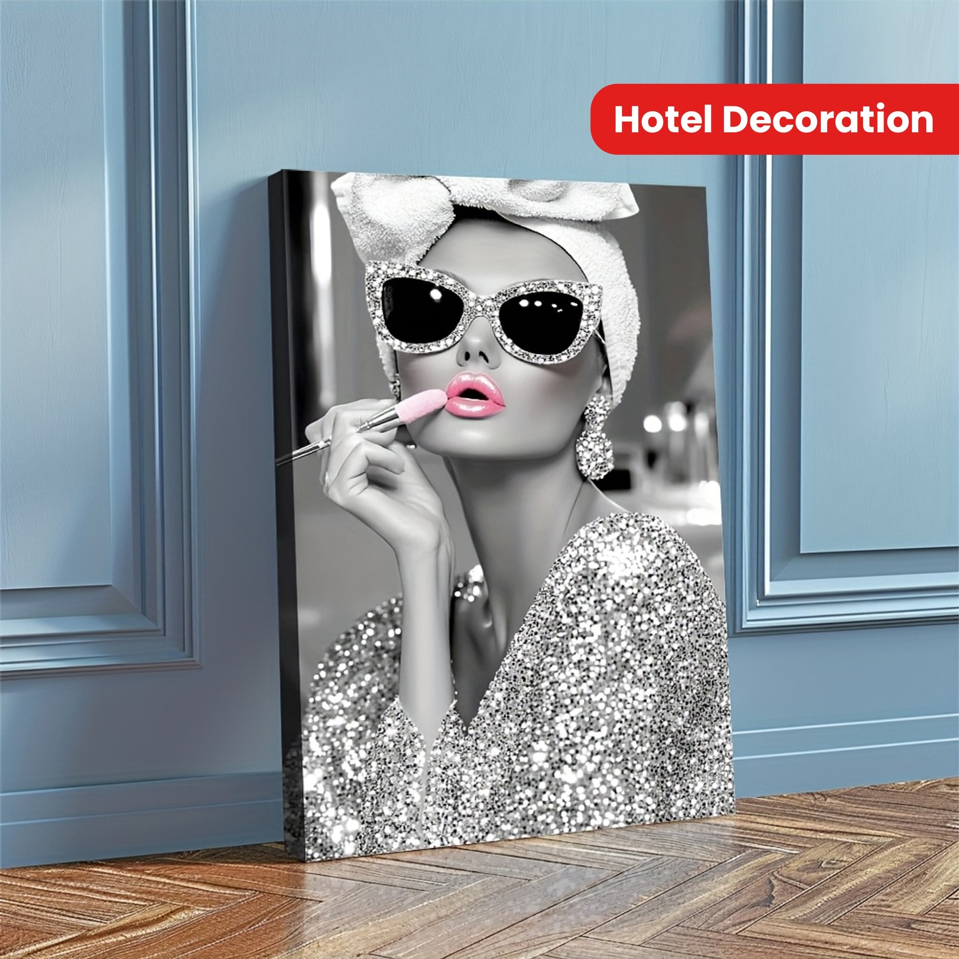 1pc Wooden Frame Wall Art Glitter skirt girl Poster Ideal Gift for Bedroom Living Room Kitchen Bathroom Hallway Office Hotel Decoration Wall Decoration Home Decoration