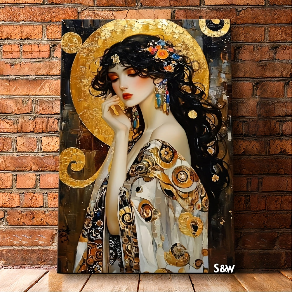 Gustav Klimt Style Canvas Art Print with Wood Frame  Modern Wall Decor for Living Room Bedroom Kitchen Bathroom  High Quality  HighQuality Framed Artwork  Perfect Holiday Gift Idea Kitchen Decoration Canvas Wall Art