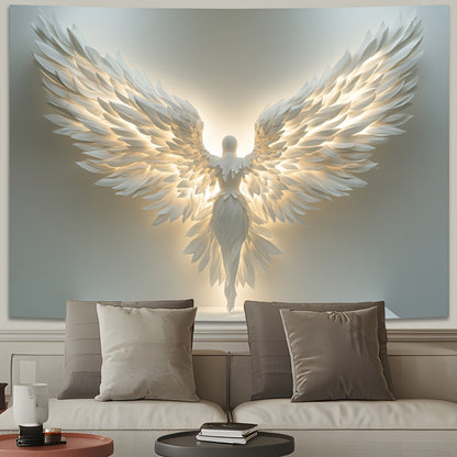 1pc Wooden Framed White angel wings Canvas Painting Ready to Hang Thickness 225cm09inch HighQuality Wall Picture Art Prints Poster Wall Decor for Bedroom Bathroom Living room New Year Halloween Christmas Xmas Birthday Festival Gifts