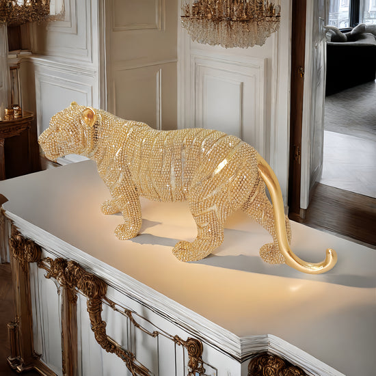 1pc Creative Golden Tiger Resin Statue Suitable for Home Living Room Decor Office Desk Decoration Garden Ornament Statue