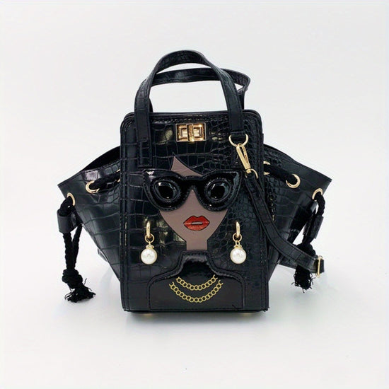 Womens Handbag with Luxurious Stone Pattern  Tassel Trim  Convertible CrossbodyHandheld Suitable for Red Grey Pink Black  Elegant Clasp Closure  OilTanned Edges