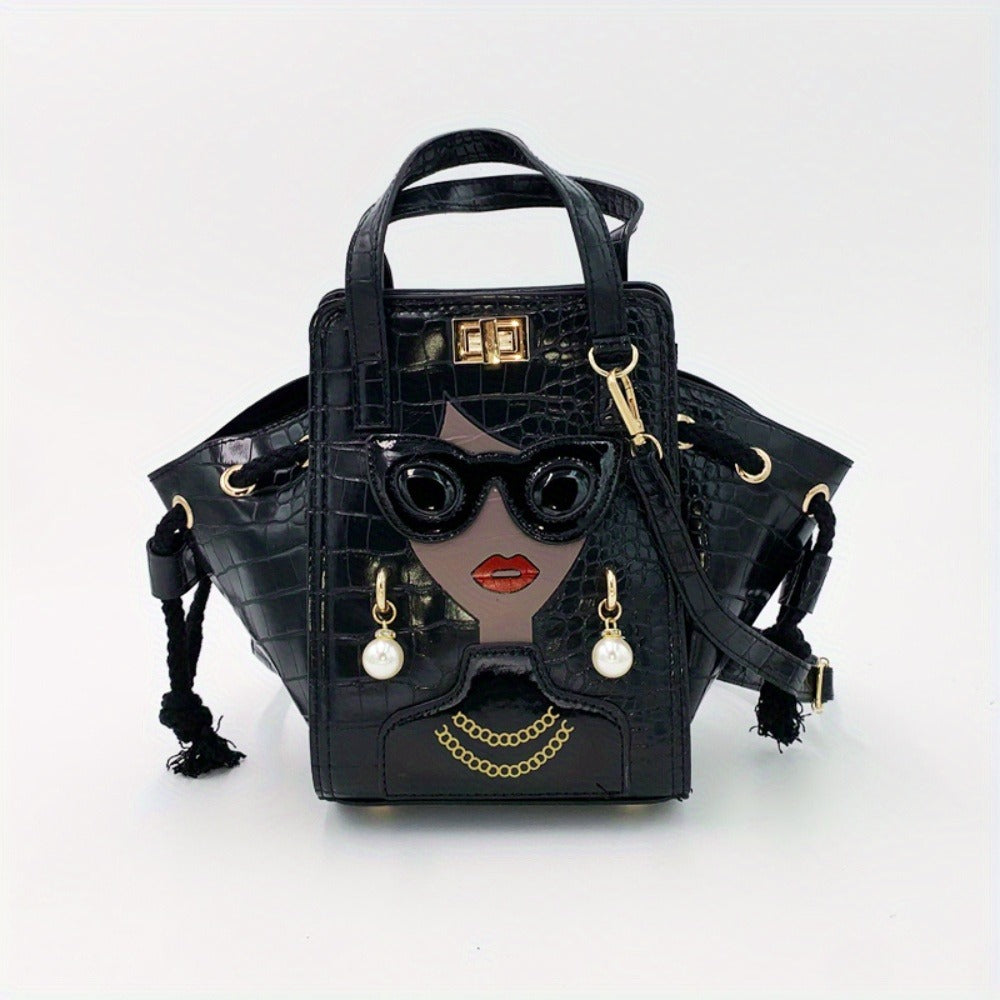 Womens Handbag with Luxurious Stone Pattern  Tassel Trim  Convertible CrossbodyHandheld Suitable for Red Grey Pink Black  Elegant Clasp Closure  OilTanned Edges