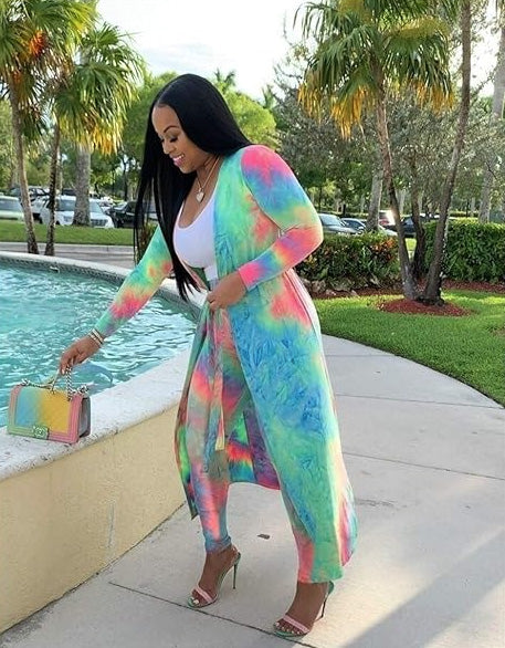 Tie Dye Ocean Vibe Matching Set Long Sleeve Duster Various Styles