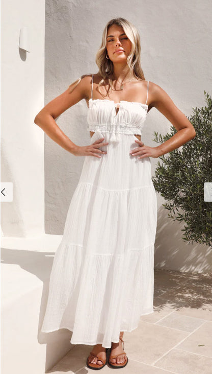 Beach Party Long Dress Spaghetti Strap Low Cut Dress Sexy Backless High Split Maxi Dress Party Dress Clubwear
